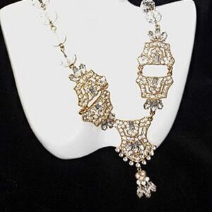 Faceted Crystal Bead Goldtone Long Necklace